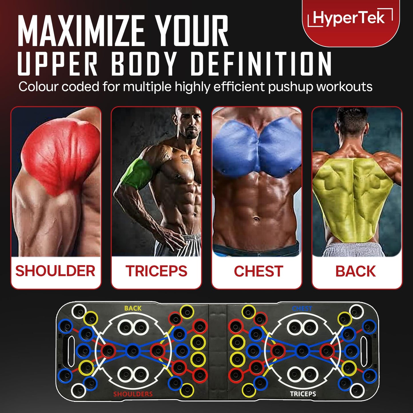 Hybertek 27 in 1 Pro Push Up Board | Multi Functional Foldable Push Up Stand for Strength Training, Fat Burning & Full Body Workout at Home | Muscle Training Push Up Bar Board for Men & Woman Fitness