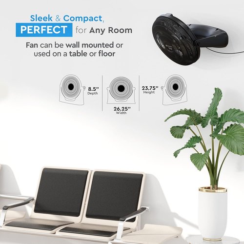 Comfort Zone PowrCurve 20-Inch High-Velocity Floor Fan - 3-Speed, 180° Adjustable Tilt for Powerful Cooling in Home, Office & Gym