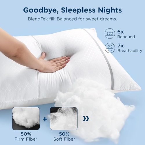 Bedsure Queen Pillows - Luxury Firm Sleeping Pillows with Diamond Design Cover | Fluffy Down Alternative Filling