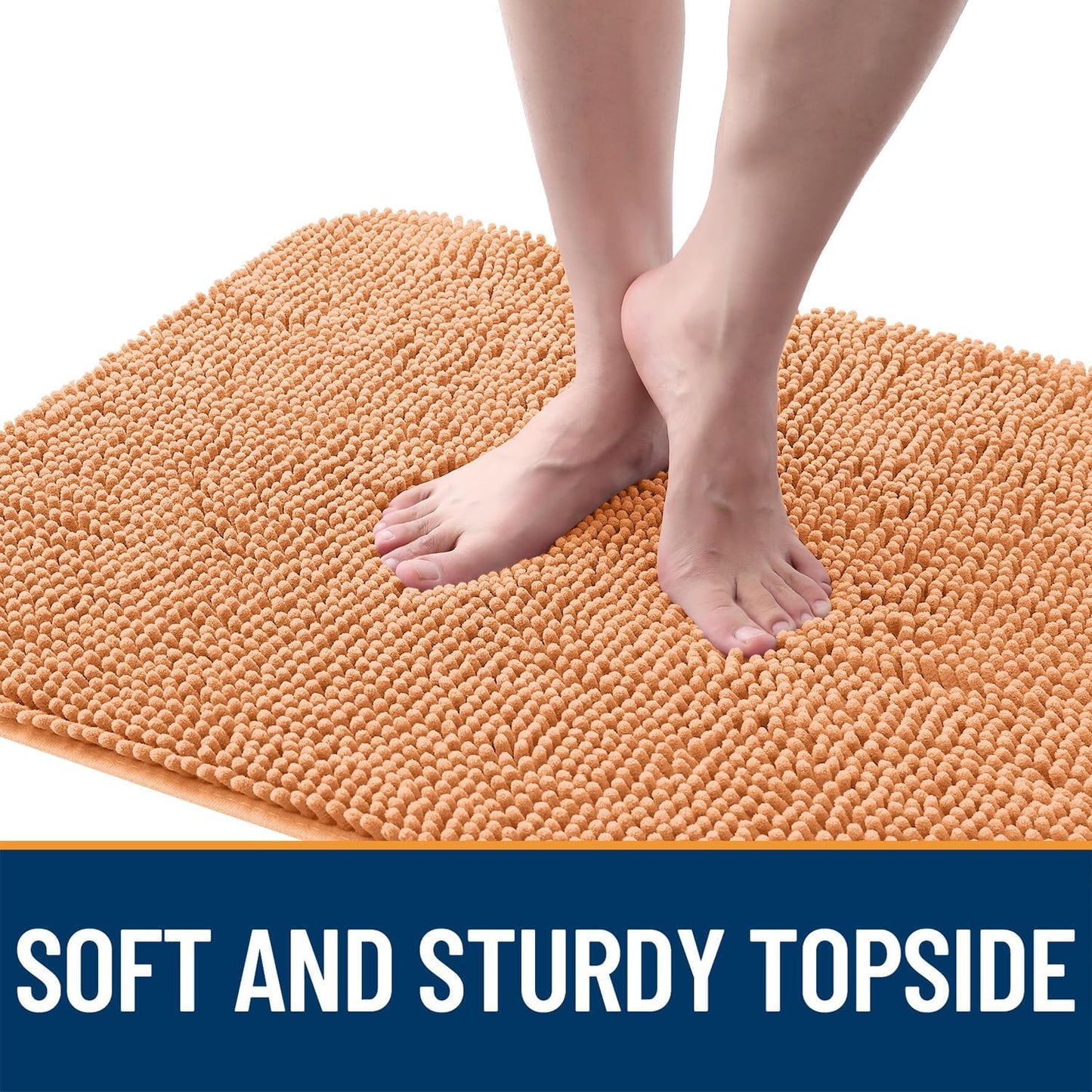 OLANLY Dog Door Mat - Absorbent Non-Slip Washable Chenille Mat for Muddy Paws | 54x24, Orange