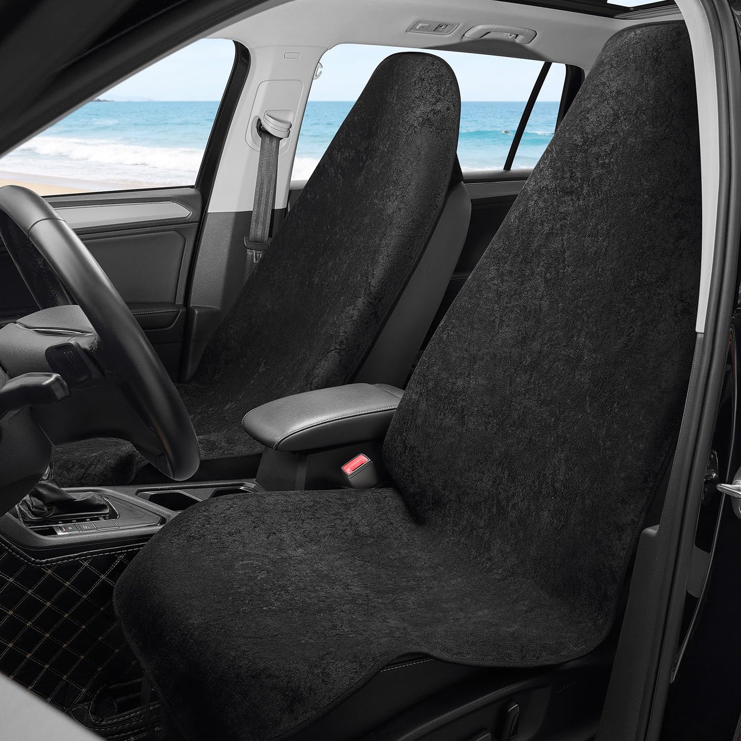 COLINOO Waterproof Car Seat Cover Universial Fits Car Sweat Towel for Trucks SUV Car Seat Protector Black