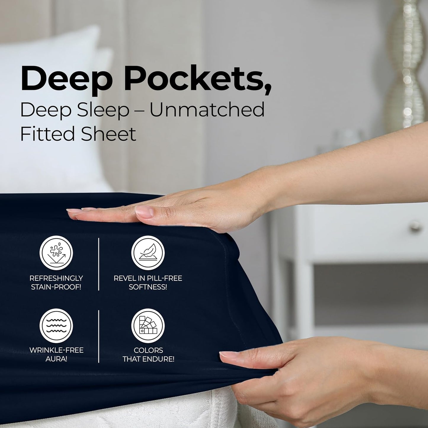 Utopia Bedding Twin Fitted Sheet - Soft Microfiber - Deep Pocket, Shrinkage & Fade Resistant | Navy