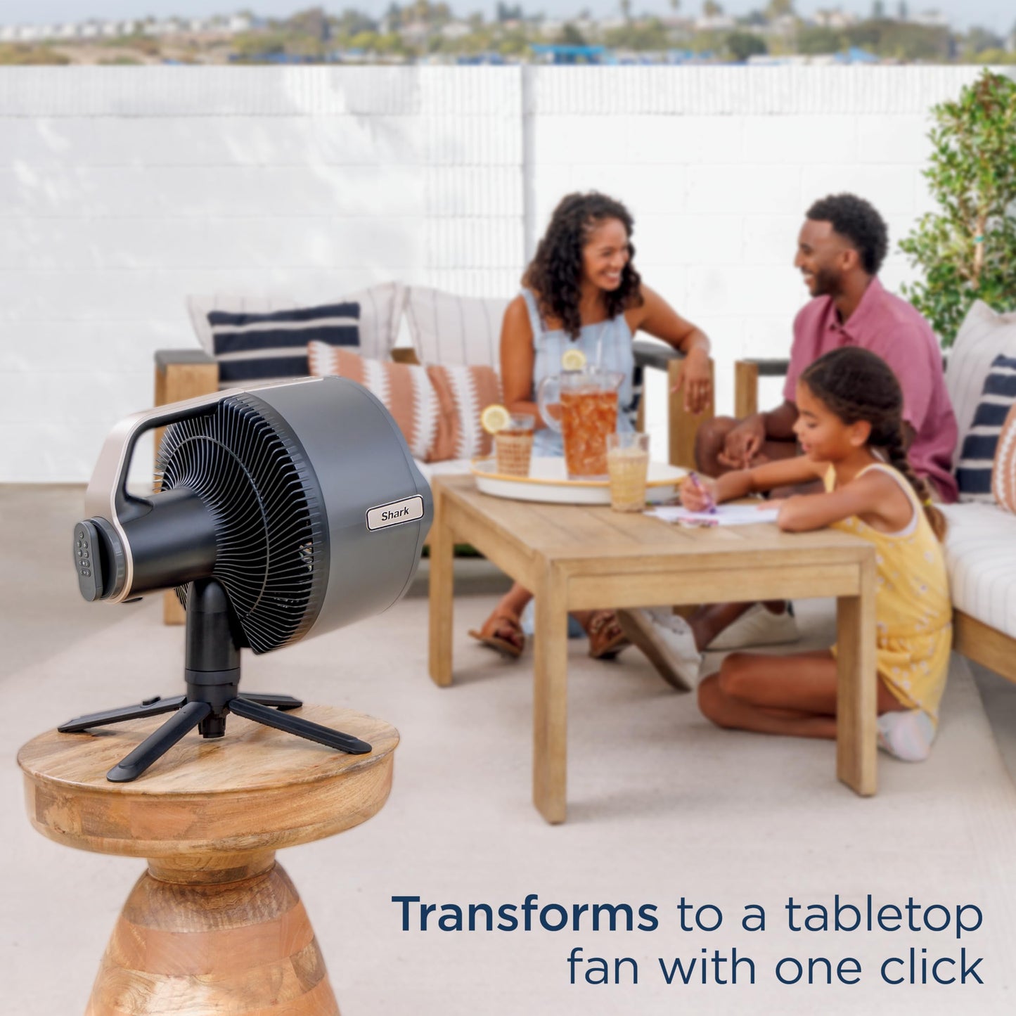 Shark FlexBreeze Pro Mist Fan — Indoor & Outdoor, Integrated Misting, Pedestal to Tabletop, Corded or Cordless, Up to 24-Hr Battery, Oscillating, Charcoal Grey, FA302