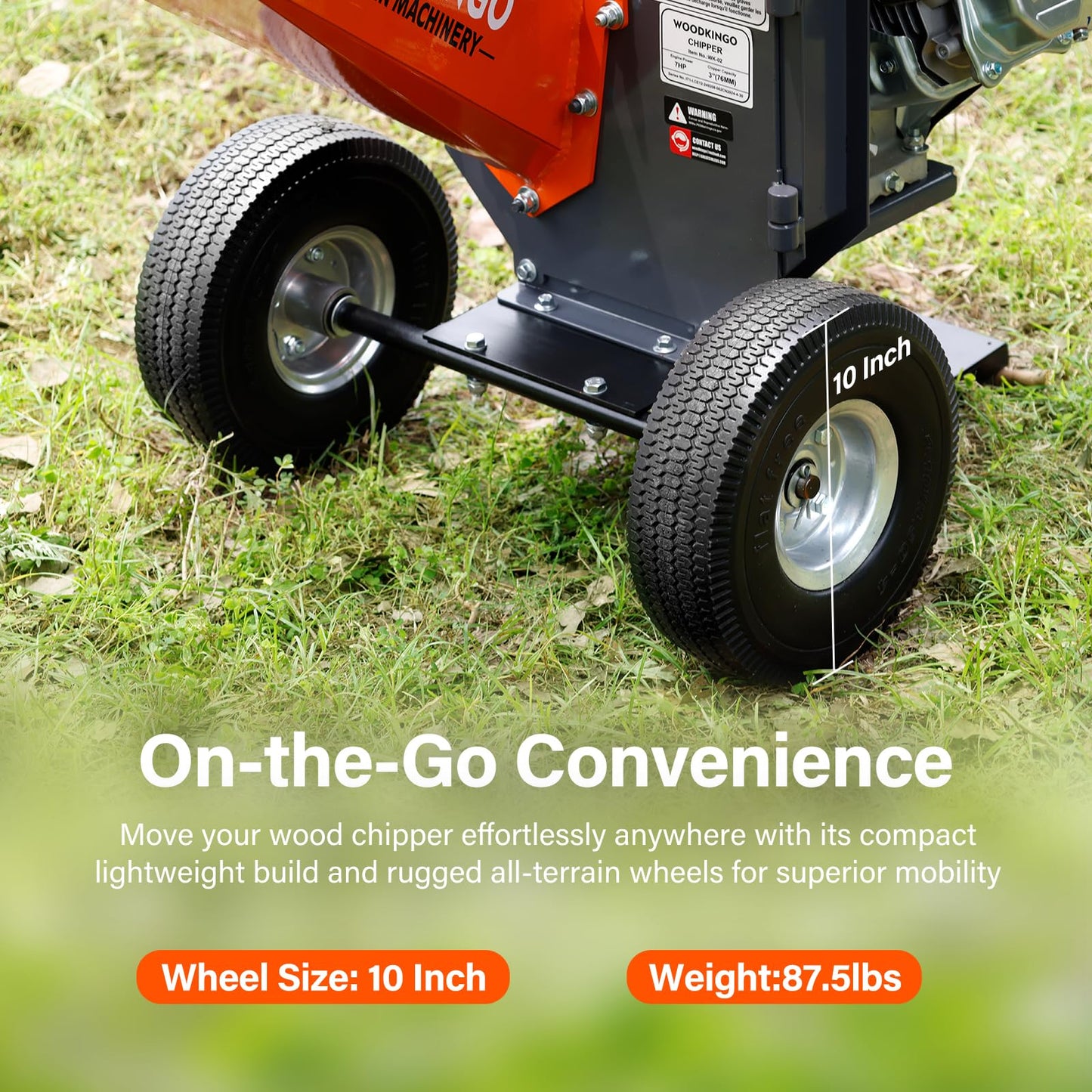 WOODKINGO Mini Wood Chipper Shredder Mulcher Heavy Duty 7HP Compact Design 3" Inch Max Capacity 212cc Gas Powered Engine 4-Stroke Fast Chipping Chopping for Forestry, Gardens,Landscaping(WK-02)