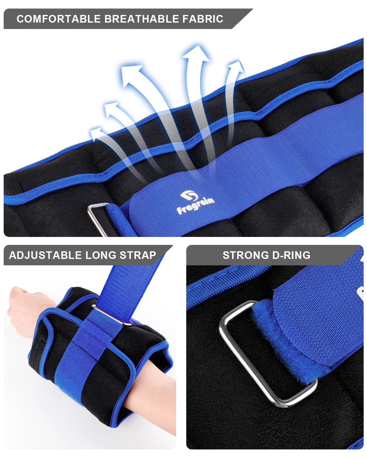 Adjustable Ankle Weights 1-5 LBS Pair with Removable Weight for Jogging, Gymnastics, Aerobics, Physical Therapy, Resistance Training|Each 0.5-2.5 LBS, Total 5LBS, Blue