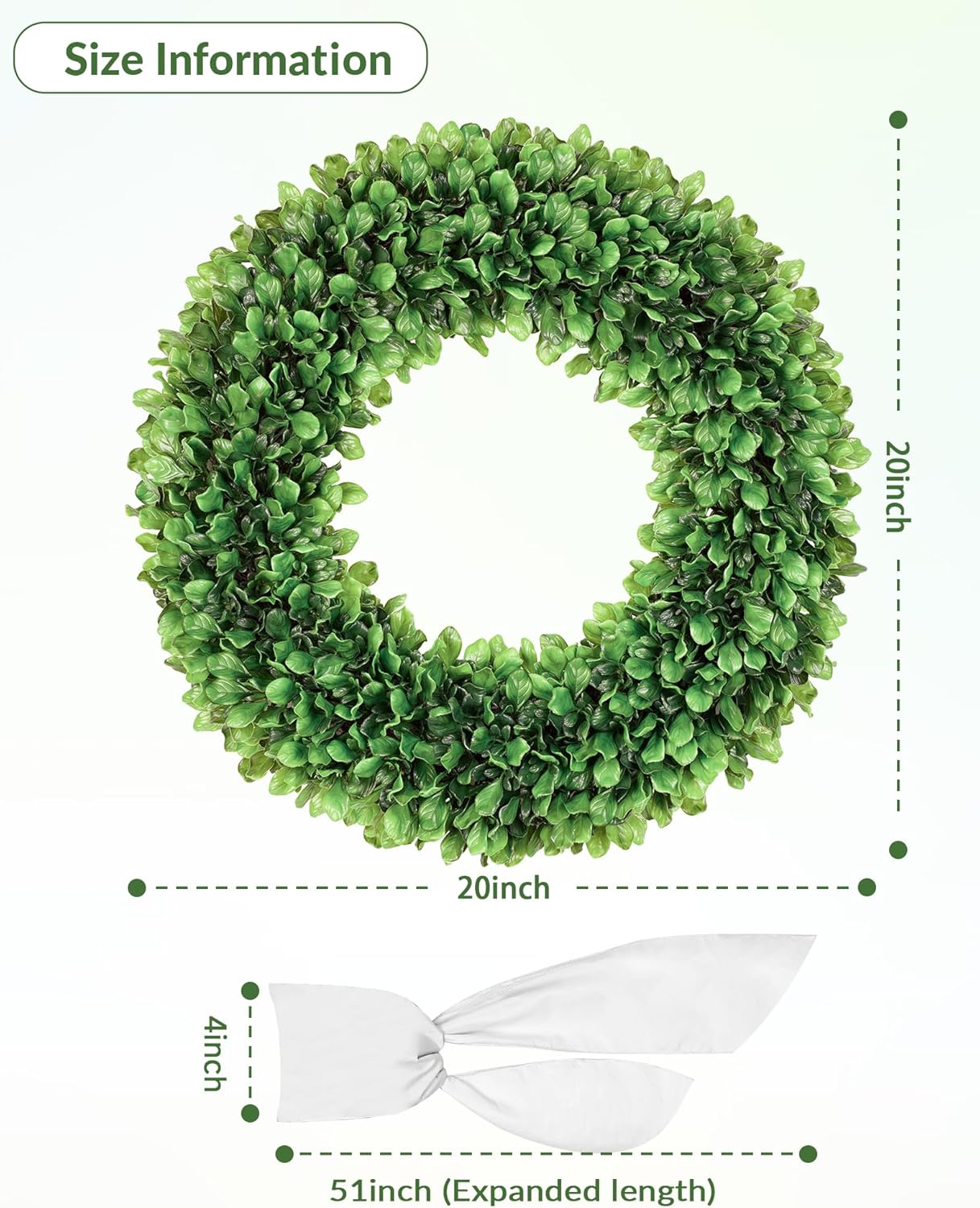 Regine Switzerland 20-Inch Artificial Boxwood Wreath - Versatile Greenery for All Seasons, Perfect for Home Decor & Weddings