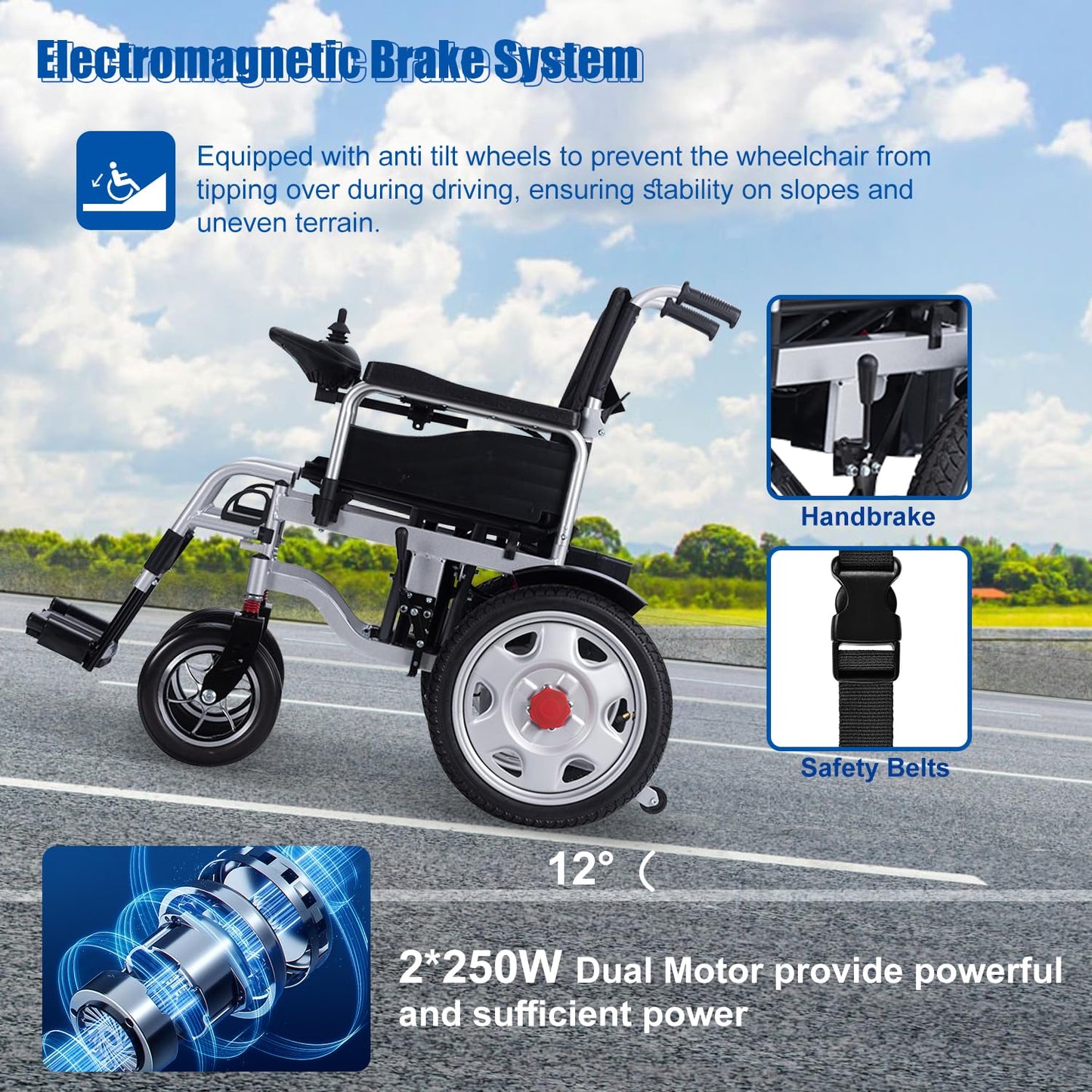 Electric Wheelchairs for Adults Lightweight Foldable Motorized Wheelchair for Seniors Support 330lb,500W Motor All-Terrain Power Wheelchair,Compact Size Travel Wheelchair Airline Approved