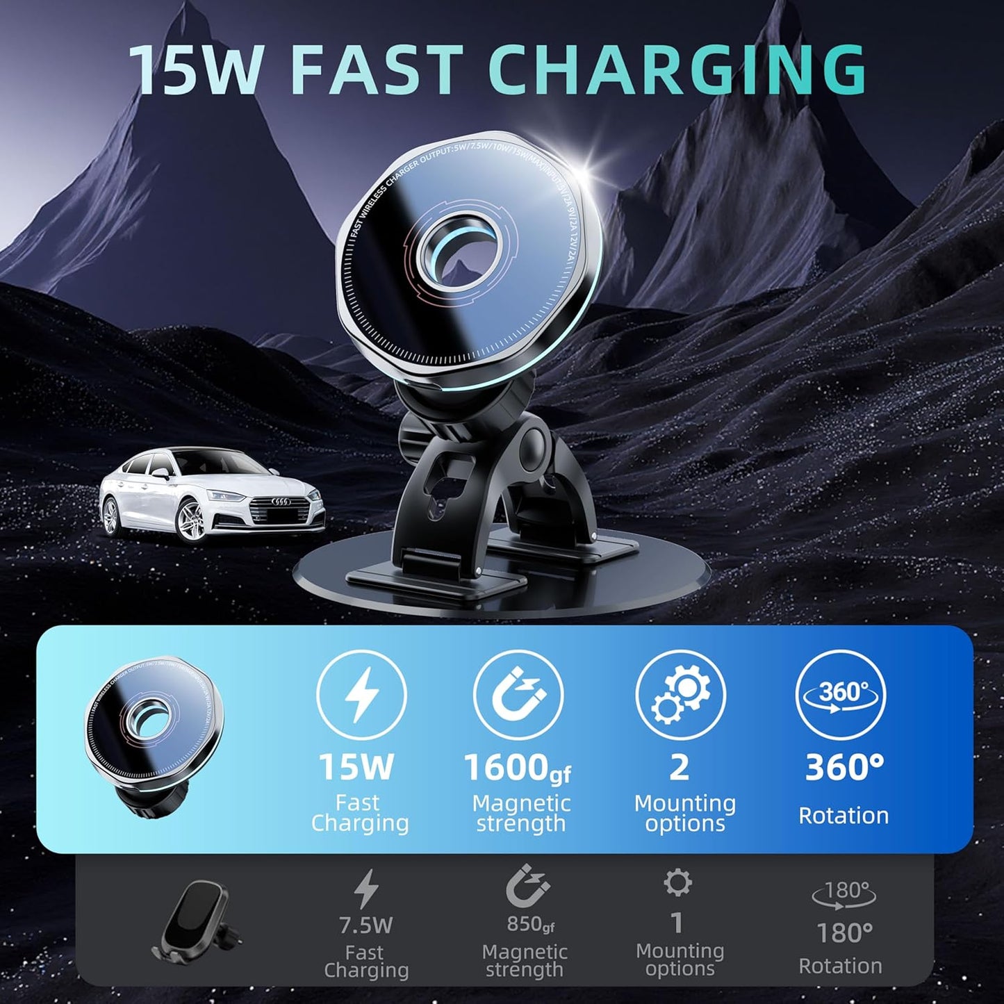 Crienten 15W 360 16 15 14 13 12 for MagSafe Car Mount Charger, Magnetic Wireless Car Charger & Magnetic car Phone