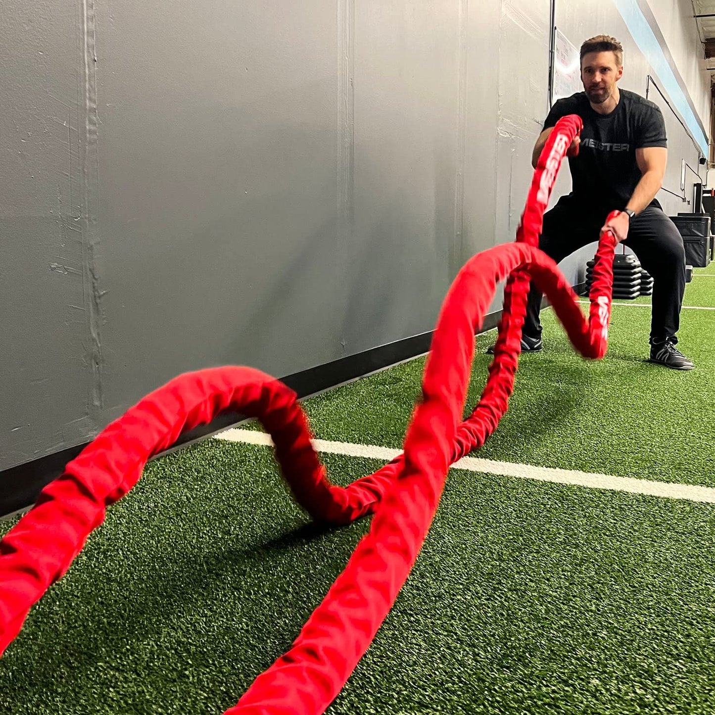 Meister Beast Professional Sheathed Battle Rope for Strength & Conditioning Gym Workouts - 2.5" Diameter - Red