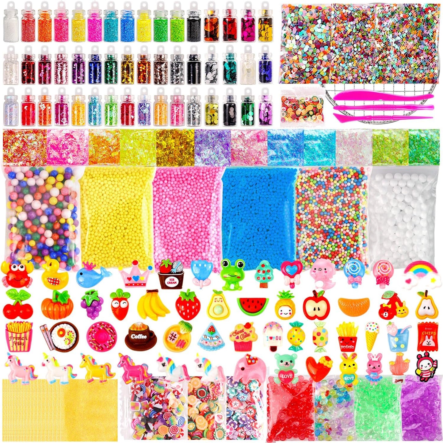 Skiennix Slime Making Supplies Kit - 175 Pack with Charms & Foam Balls for Creative Fun