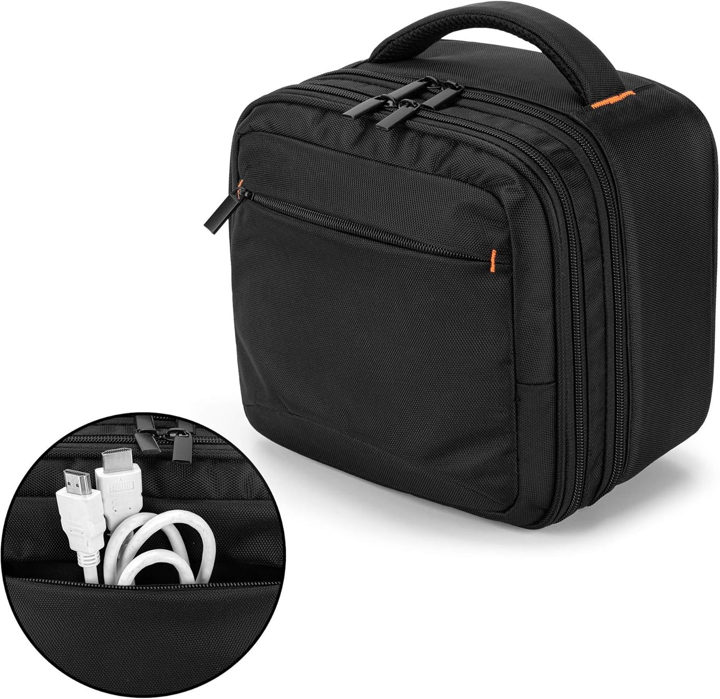 CURMIO Double Layers Projector Case, Mini Projector Carrying Bag Compatible for DR.J Professional and QKK Mini