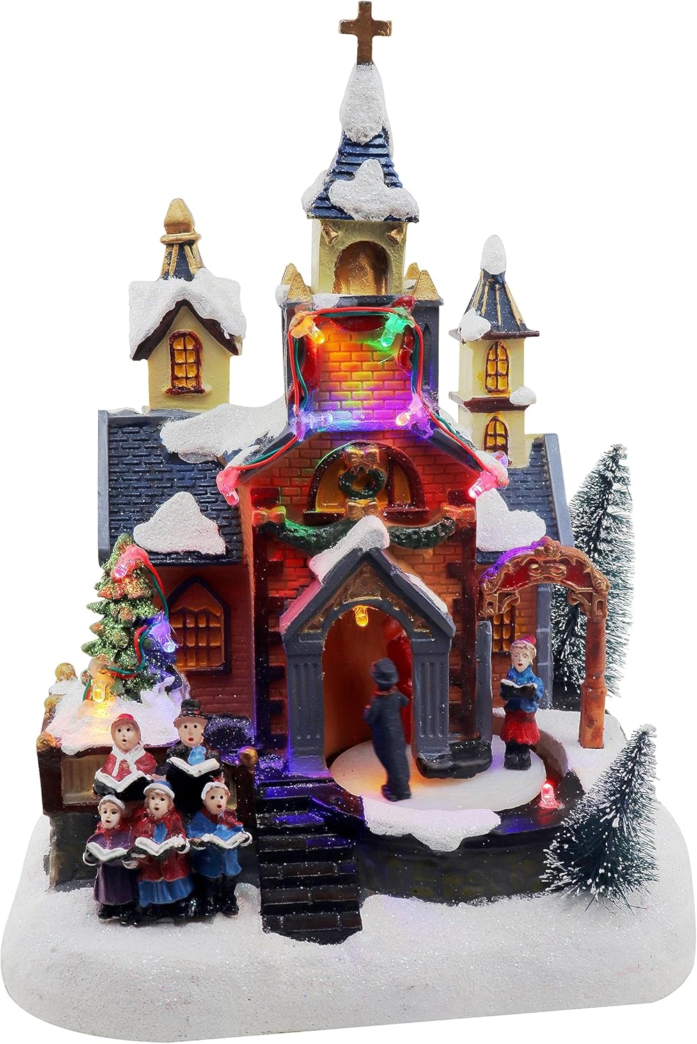 Regine Switzerland Christmas Village Church Scene - Animated Pre-Lit Musical Winter Display | Perfect Holiday Decoration