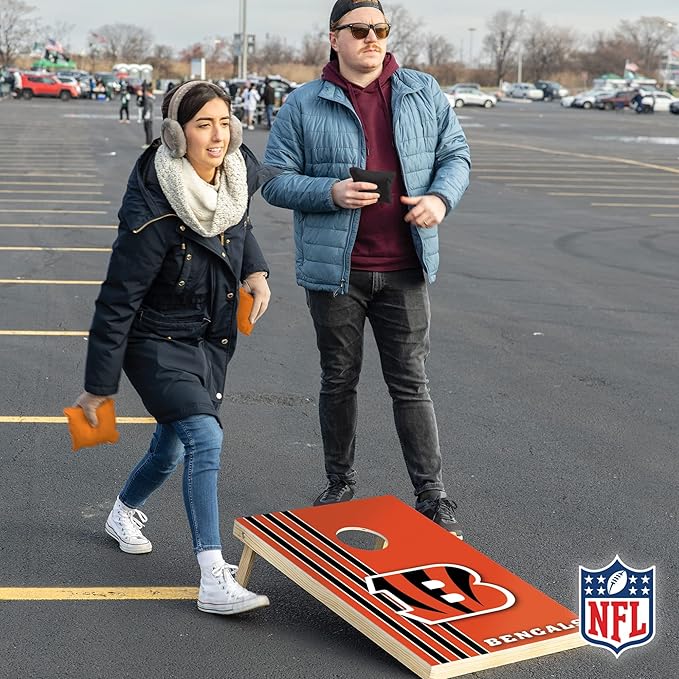 NFL 2' x 3' Solid Wood Cornhole Set with Direct Print HD Team Graphics – Great Gift for Any Football Fan! Bean Bag Toss Family Outdoor Games