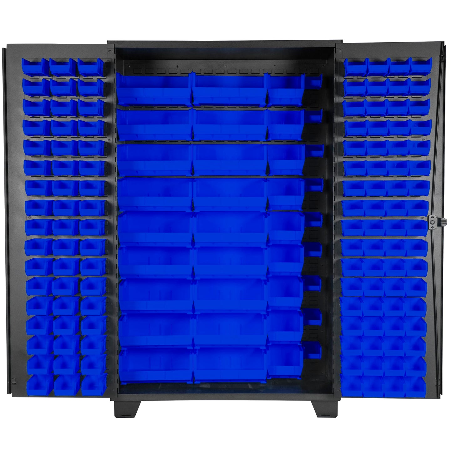Jamco Tool Storage Cabinets with Bin Mounts, Model DP, 155 Bins, 48-Inch W x 24-Inch D x 78-Inch H, Blue Bins