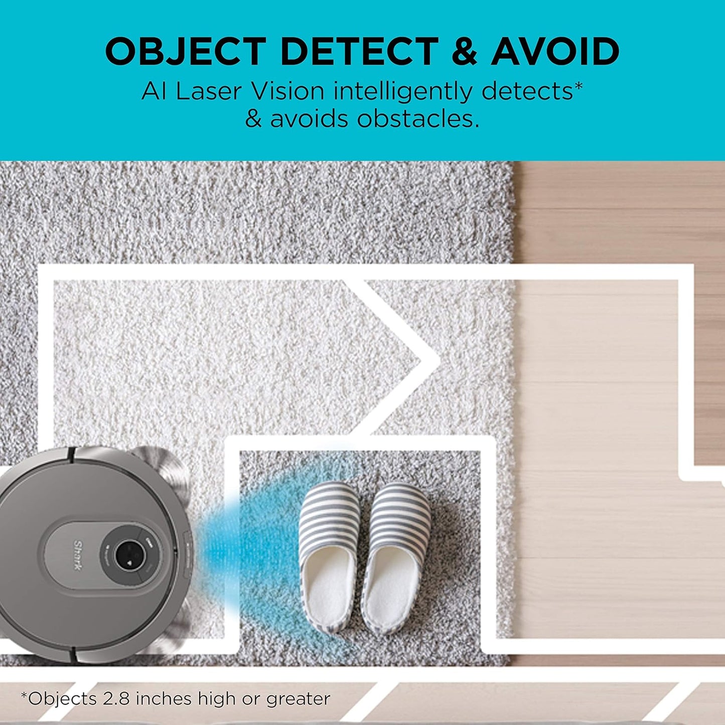 Shark AI Robot Vacuum - Smart Mapping & Scheduling for Pet Hair | Black/Silver (RV2001)