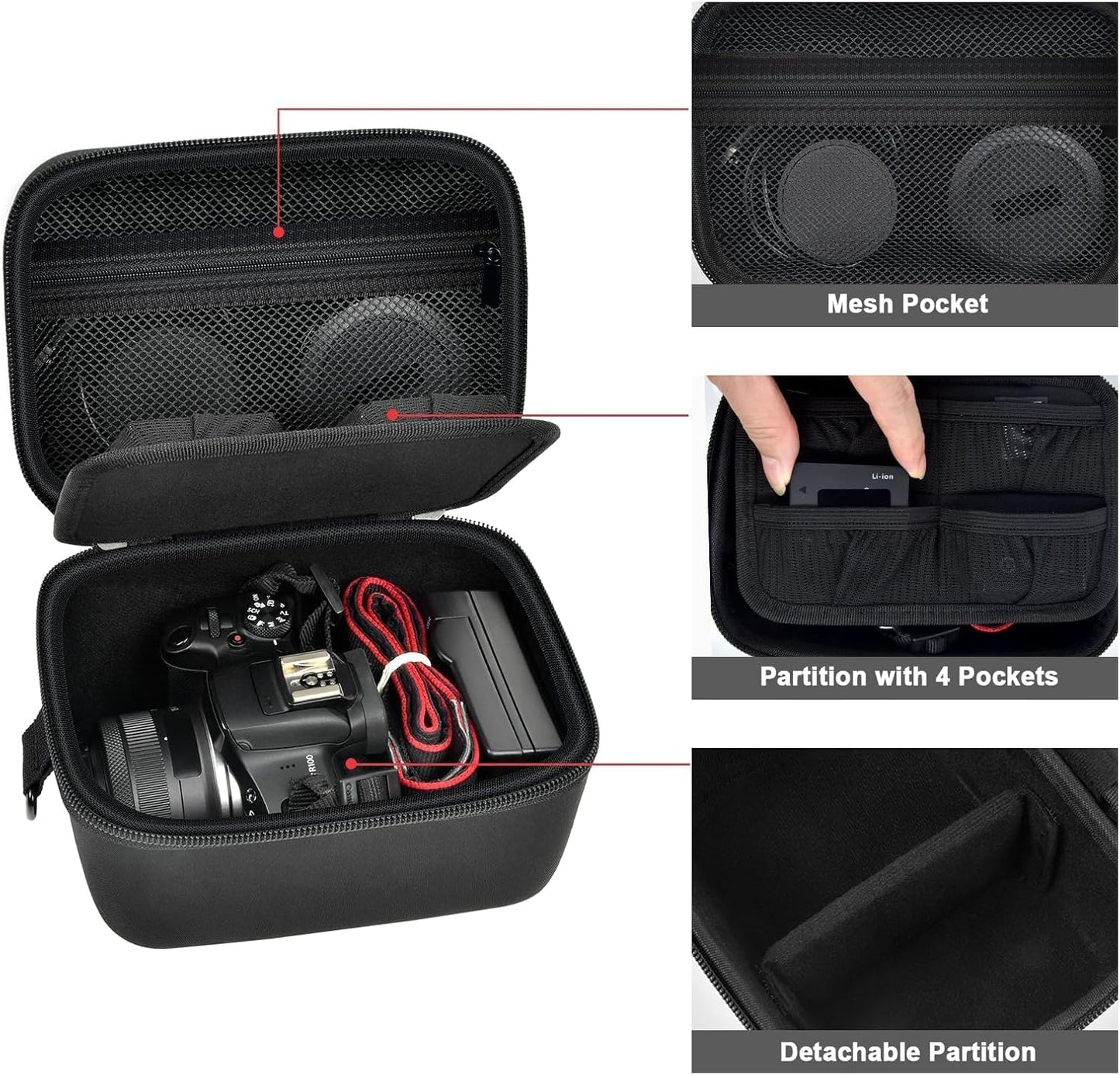 R100 R50 GWCASE Compact Case Compatible for Canon EOS Mirrorless Camera, Travel Storage Cameras Crossbody Bag for Video