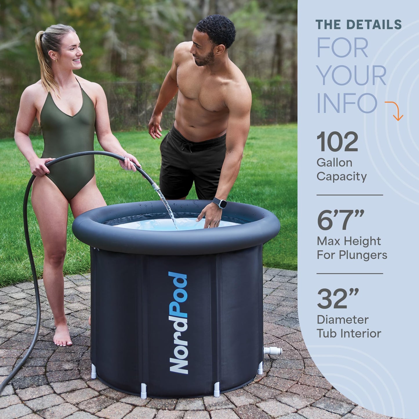 LifePro NordPod Recovery Ice Tub – Portable Cold Plunge Tub for Ice Bath Recovery & Cold Water Therapy – Ice Bath Tub for Athletes – Indoor/Outdoor Cold Plunge Tub Outdoor with All-Weather Lid