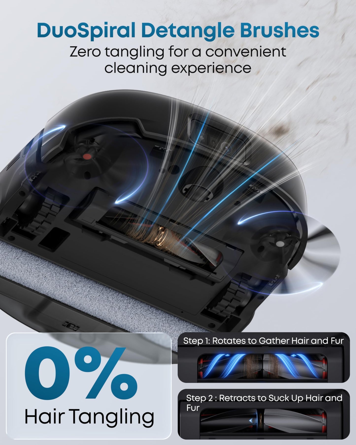 eufy Robot Vacuum E25, 20,000 Pa Suction,HydroJet Always-Clean Roller Mop, All-in-One Robot Vacuum and Mop Combo, Edge-to-Corner Cleaning, Zero-Tangle Design, AI Obstacle Avoidance (Upgraded)