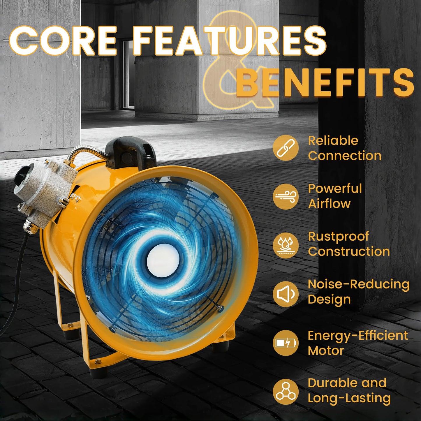 dreamdragon 12 Inch Explosion Proof Fan, 3450 RPM Industrial Ventilator with 550W Motor, 110V 60Hz, for Hazardous Locations, Paint Booths & Chemical Plants