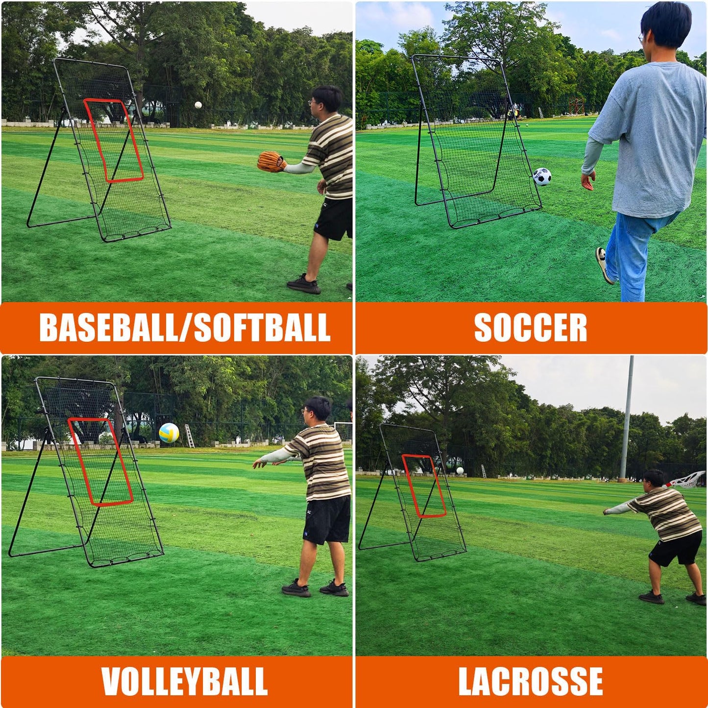 Adjustable Volleyball Rebounder Net 4x7ft, Bounce Back Practice Equipment for Practicing Volleying, Bumping, Spiking-with Volleyball&Bag