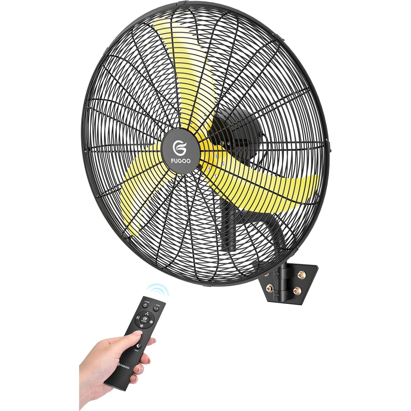FUGOO High-Velocity Quiet Outdoor Oscillating Wall Mount Fan with Remote, 24 Inch-6000 CFM, Waterproof, Brushless DC Motor, 50% Energy Savings for Patios, Garage, Workshop