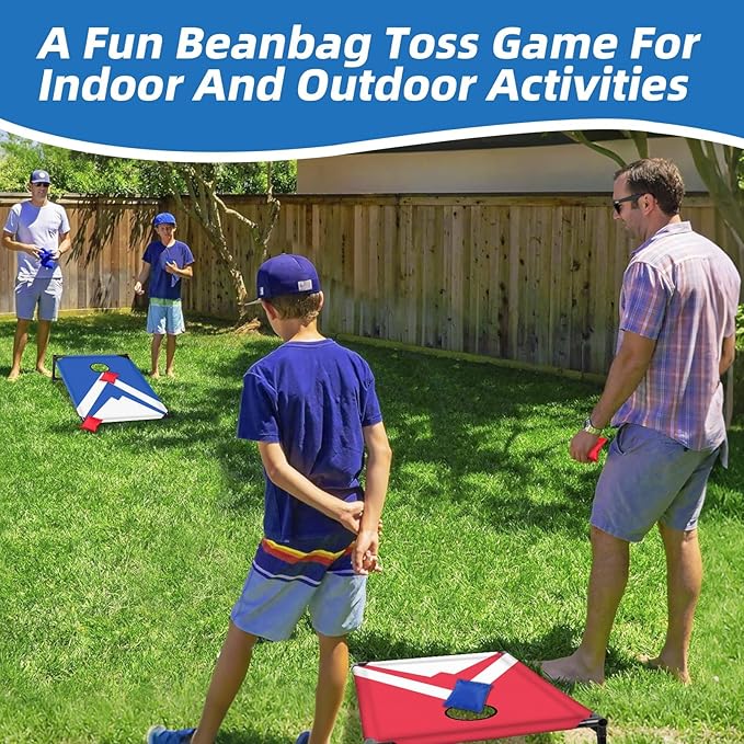 NZQXJXZ 3x2 ft Cornhole Board Set with 8 Bean Bags and Carrying Bag, Outdoor Toss Game Set for Kids and Adults, Portable Corn Hole Sets for Beach Lawn Backyard