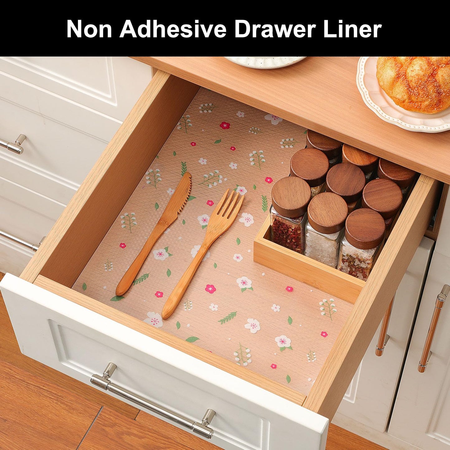 Cooyes Shelf Liner – Premium Non-Adhesive Cabinet & Drawer Liner for Kitchen – Waterproof Shelf Paper with Modern Pattern – Durable EVA Cabinet Mat – Easy to Cut （11.8" W x 120" L）