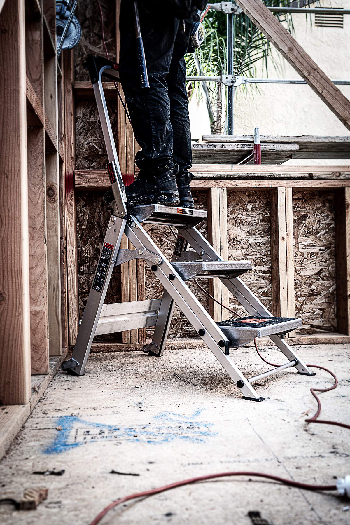 Little Giant Ladder Systems 10310BA Safety Step Stepladder with Handrail, 3-Step