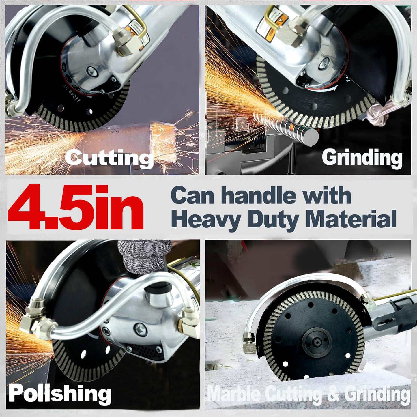 Air Angle Grinder, 4-1/2 inch Grinder Tools with Grinding and Cutting Wheels, Wet Grinder Machine for Marble, Granite, Stone, also for Cutting, Grinding, Polishing and Rust Removal
