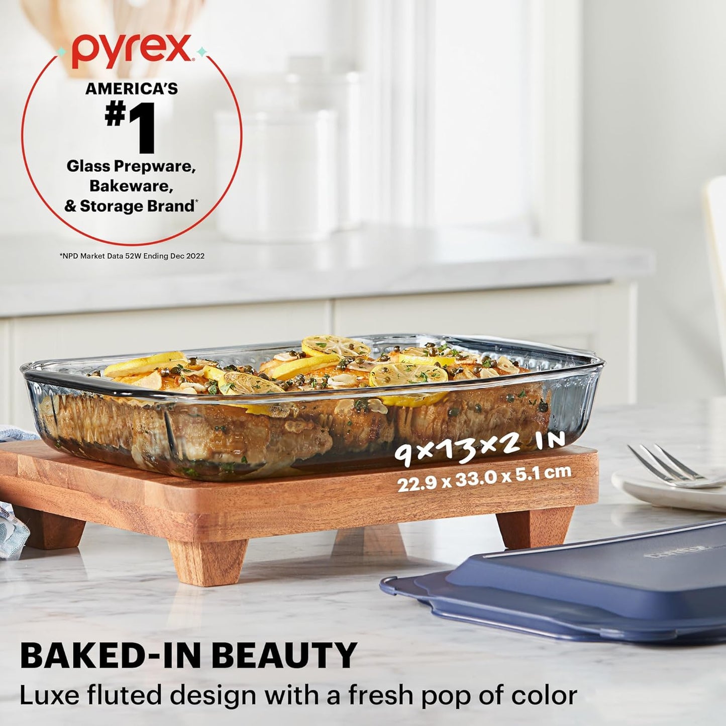 Pyrex Colors Tinted Glass Baking Dish - 9x13 Oblong Bakeware with BPA-Free Lid | Casserole & Lasagna Safe