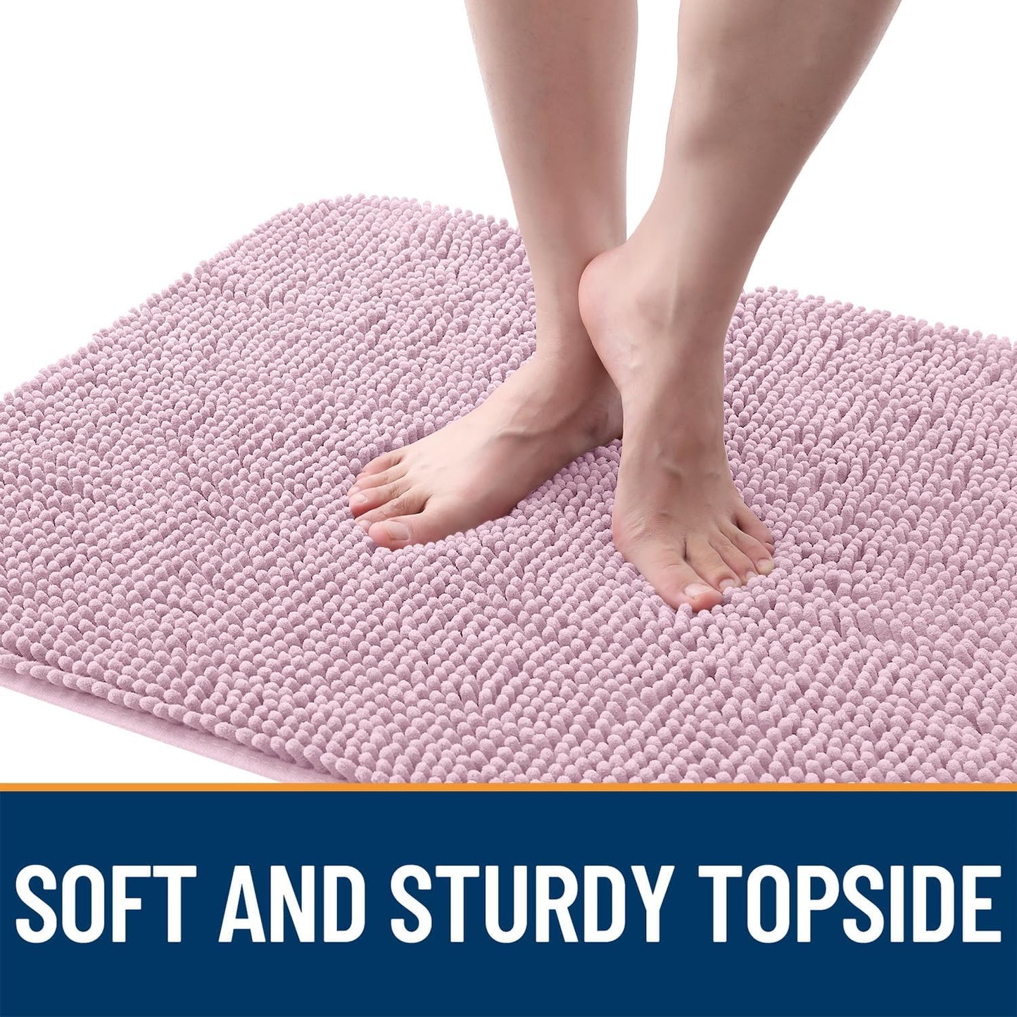 OLANLY Dog Door Mat - Absorbent Non-Slip Chenille Mat for Muddy Paws | 47x24, Quick Dry, Dusty Rose