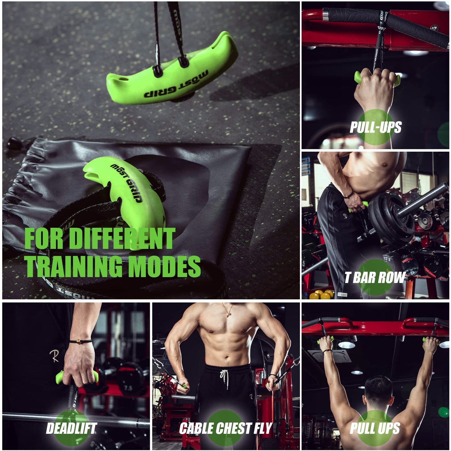 MOST GRIP Neutral Grip Pull Up Handles for Home Gym Workout, Ergonomic Pull Up Grips with Non-Slip for Pull Up Bar and T-bar Row