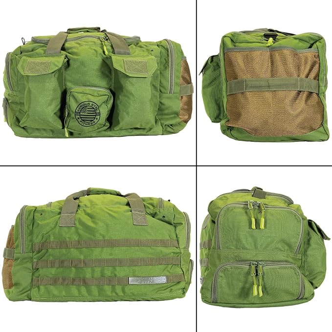Serious Steel Fitness Heavy Duty 1000D Nylon Duffel Gym Bag (Green - Big Bud)