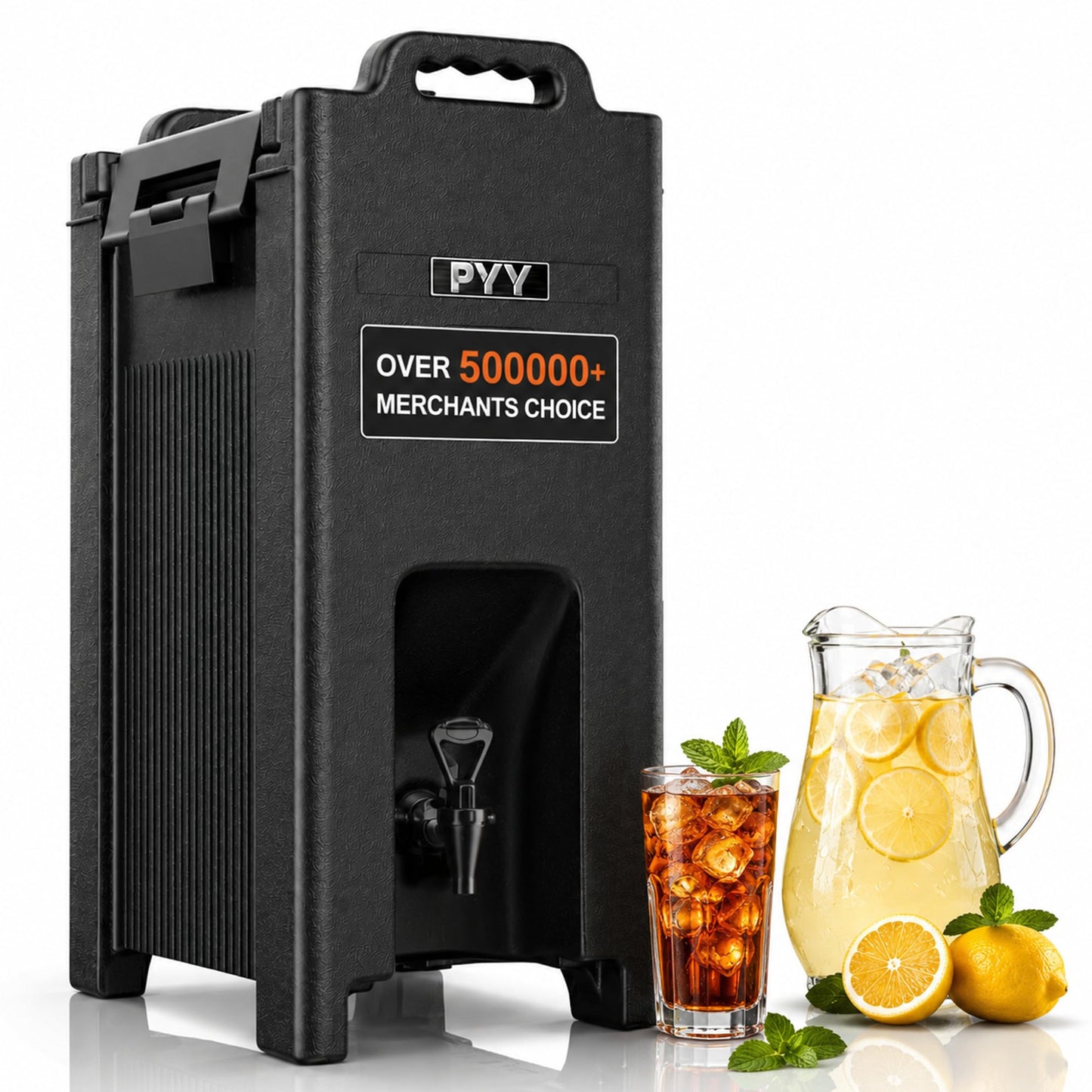 PYY Insulated Beverage Dispenser 5 Gallon - Hot and Cold Drink Container with Handles, Thermal Drink Dispenser Cooler Server carrier For Commercial Catering Black