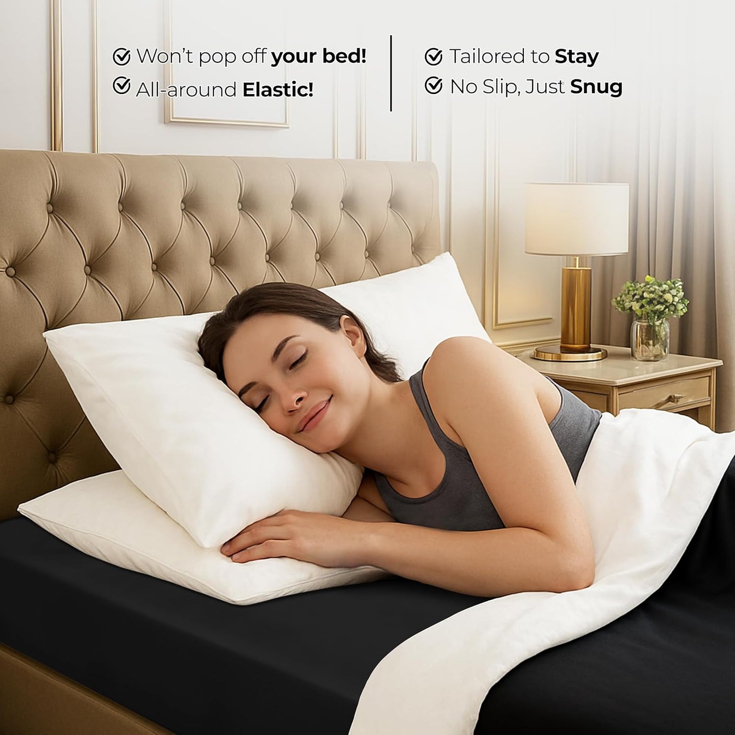 Utopia Bedding Full Fitted Sheet - Deep Pocket Soft Microfiber - Fade Resistant & Easy Care | Black