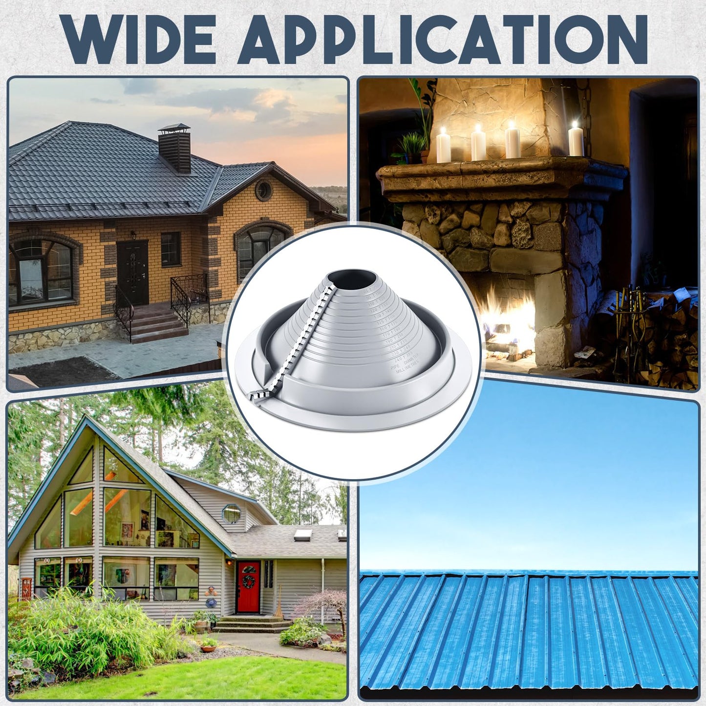 1 Pack #3 Epdm Roof Pipe Flashing Boots 3-1/4" - 10" Pipe Flexible Metal Roof Vent Pipes Flashing, Retrofit Roofs Jack Boot with Aluminum Base for Metal Roofs Repair