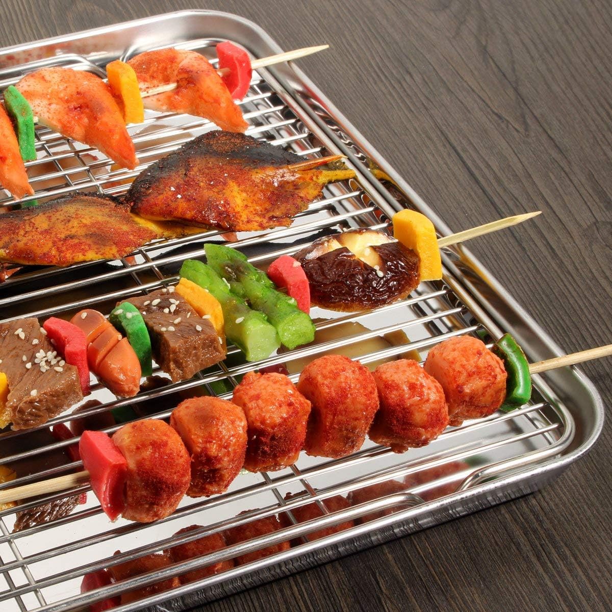 Wildone Baking Sheet Set - Stainless Steel Cookie Pan with Cooling Racks | 2 Sheets + 2 Racks, 12 x 10 x 1 Inch, Non-Toxic & Easy to Clean