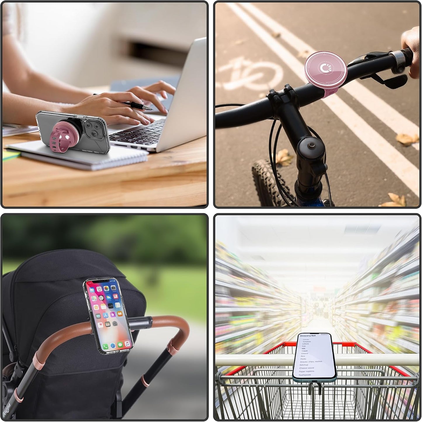 BASSIRY Magnetic Phone Mount, Phone Holder for Bike, Compatible with Magsaf or Normal Case- Sturdy Phone Grip for Gym
