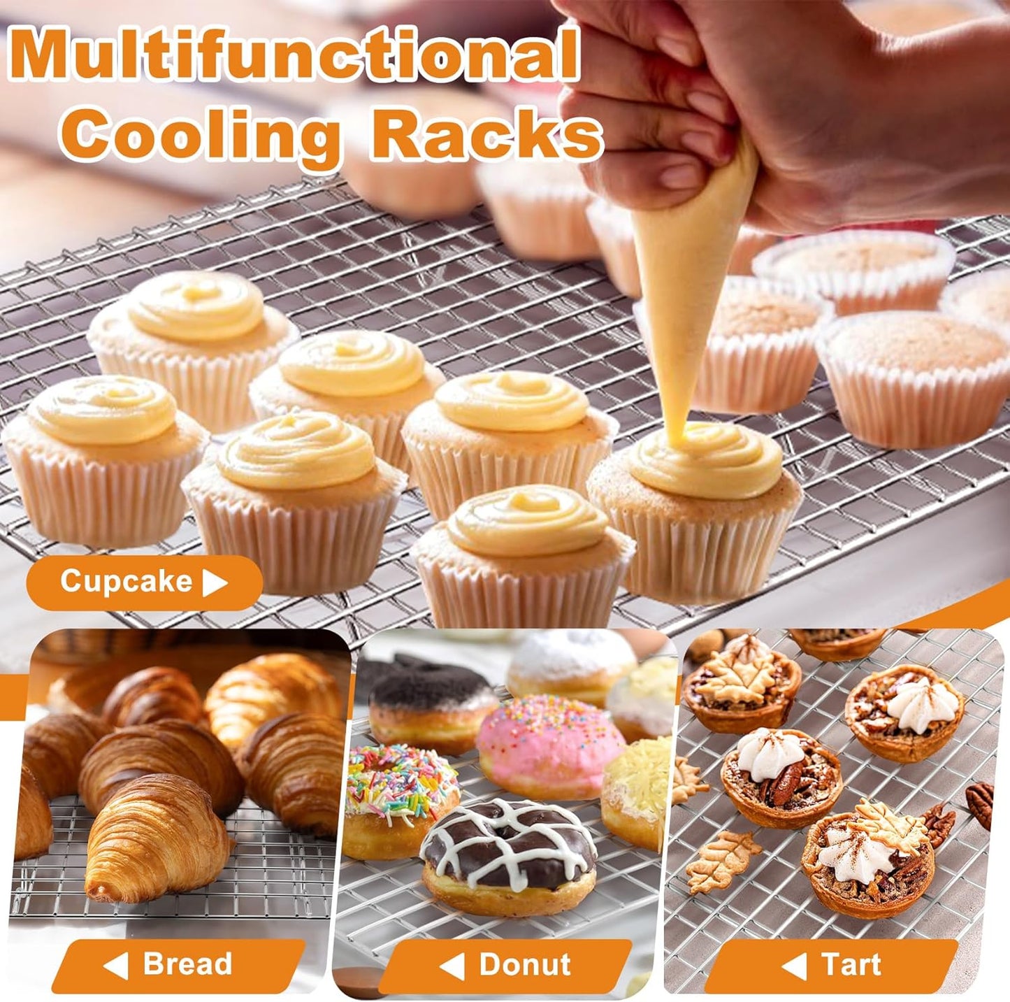 TeamFar Stainless Steel Baking Sheet Set - Heavy Duty Non-Toxic Cookie Sheets & Cooling Racks | 6 PCS (3 Pans + 3 Racks)