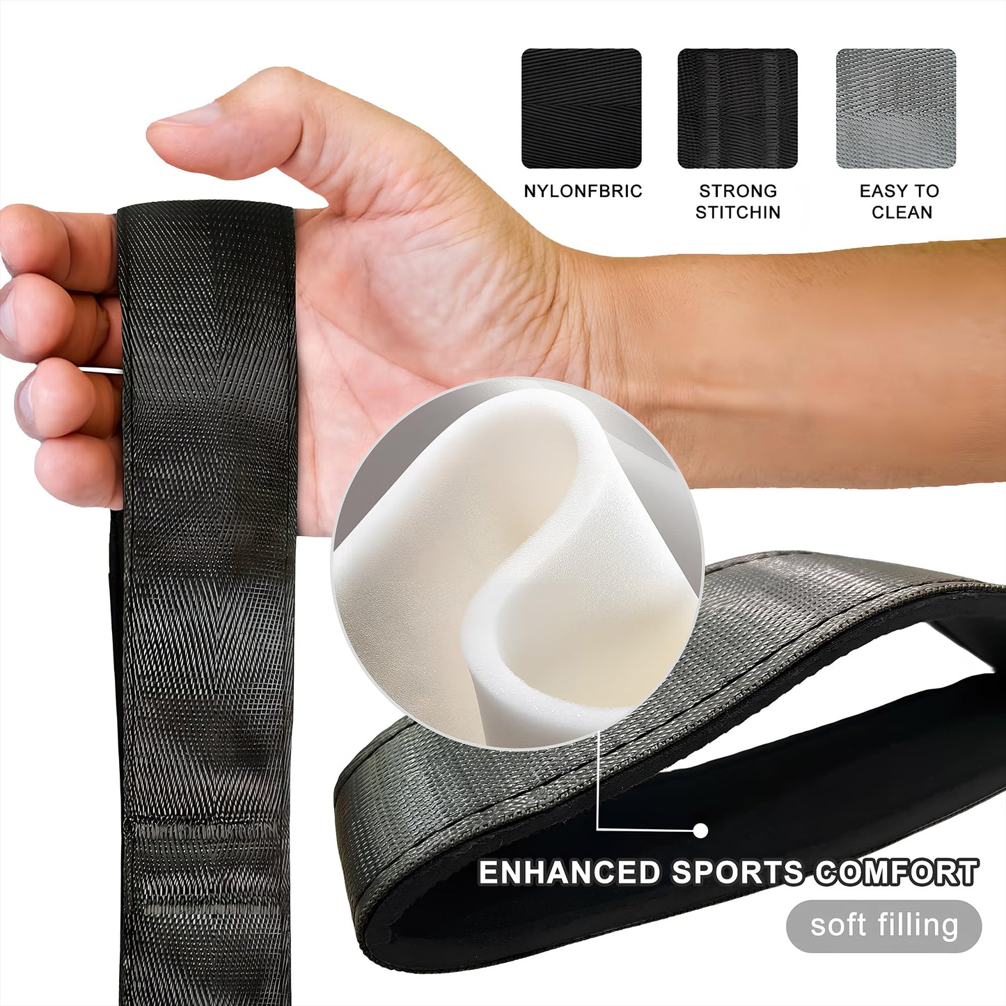Non-Elastic Physical Therapy Stretching Strap with 12 Loops – Heavy-Duty Stretch Strap for Flexibility & Injury Recovery | Premium Yoga Strap with Comfortable Padded Handles