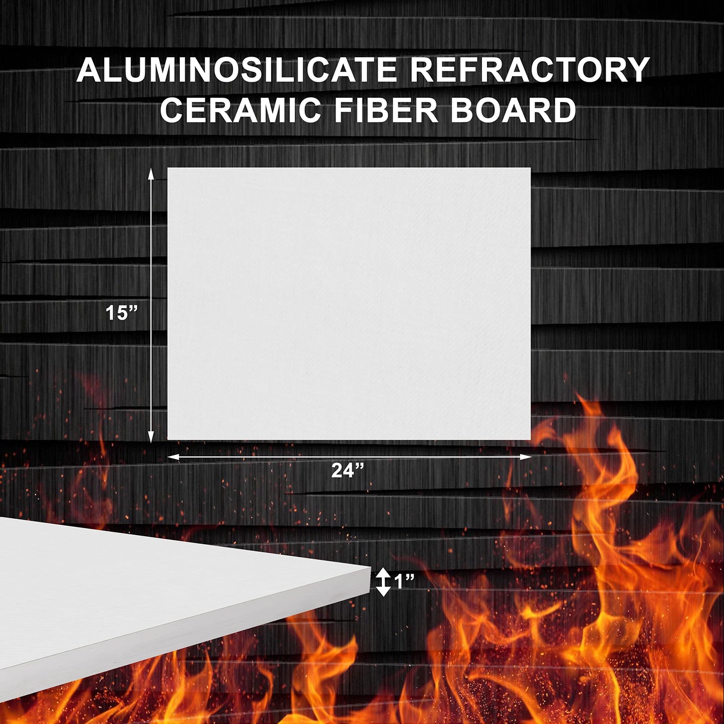 SIMOND STORE Ceramic Fiber Insulation Board - 2300F Rated, 1 Inch x 15 Inch x 24 Inch Refractory Board for Wood Stoves, Fireplaces, Furnaces, Forges, Kilns, Pizza Ovens, Boilers, Pack of 2