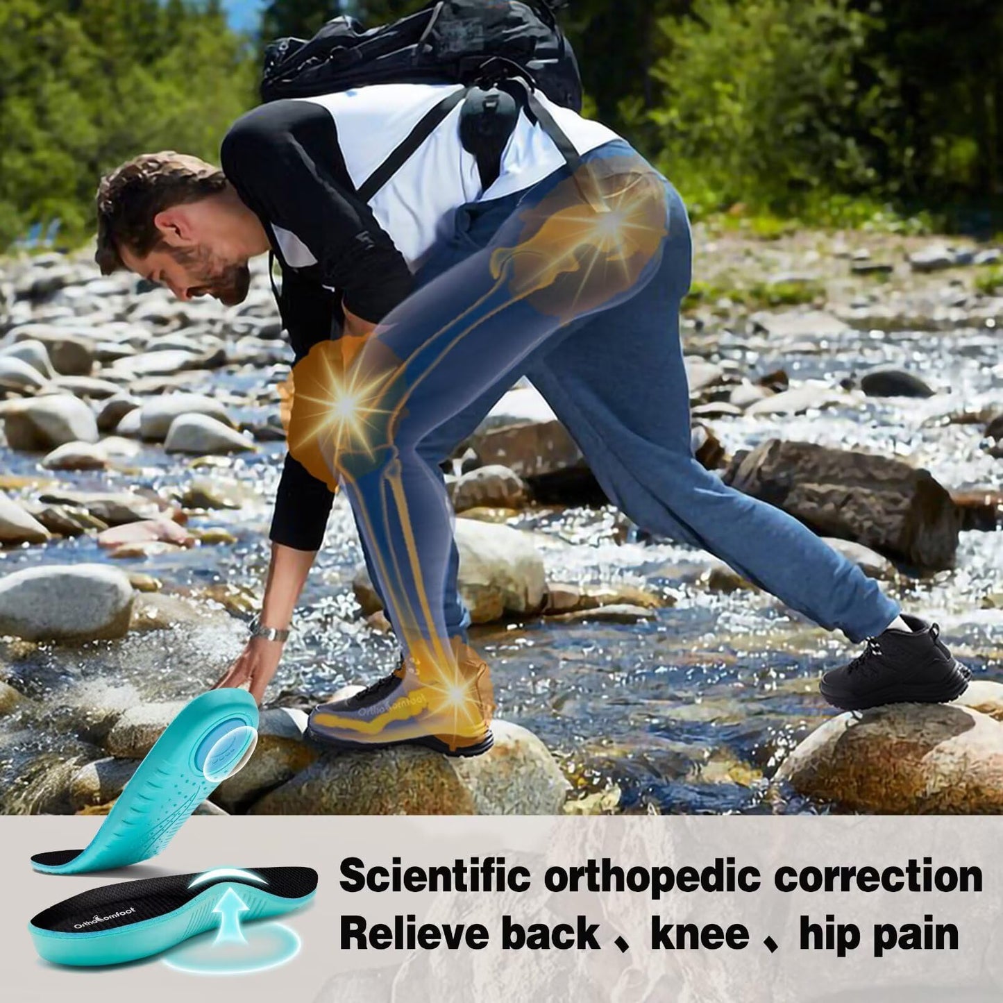 Men's Orthopedic Wide Mid Trekking Hiking Boots: Comfortable Plantar Fasciitis Orthotic Arch Support Bunions Recovery Sport Boot, Leisure Slip Resistant Outdoor Hang Out Walking Shoes Black Size 11