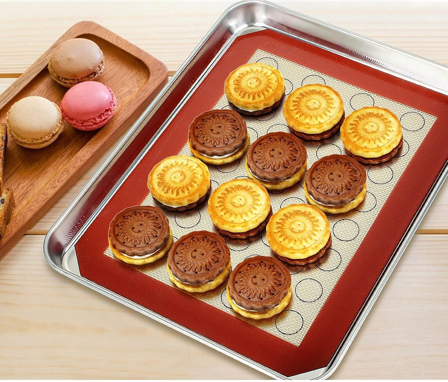 Yododo Baking Sheet Set - Stainless Steel Cookie Tray with Non-Toxic Silicone Mat | 12-Inch Size, Easy Clean