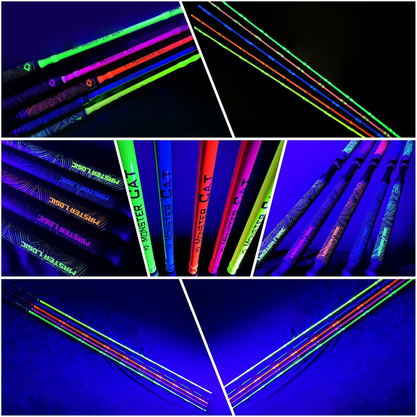 MASTER LOGIC 2-Pack Catfish Fishing Rods - 7ft Medium Heavy Casting Rods, Glow in Dark for Night Fishing, Durable 1-Piece Graphite Construction, Catfish Rod for Freshwater & Saltwater Orange
