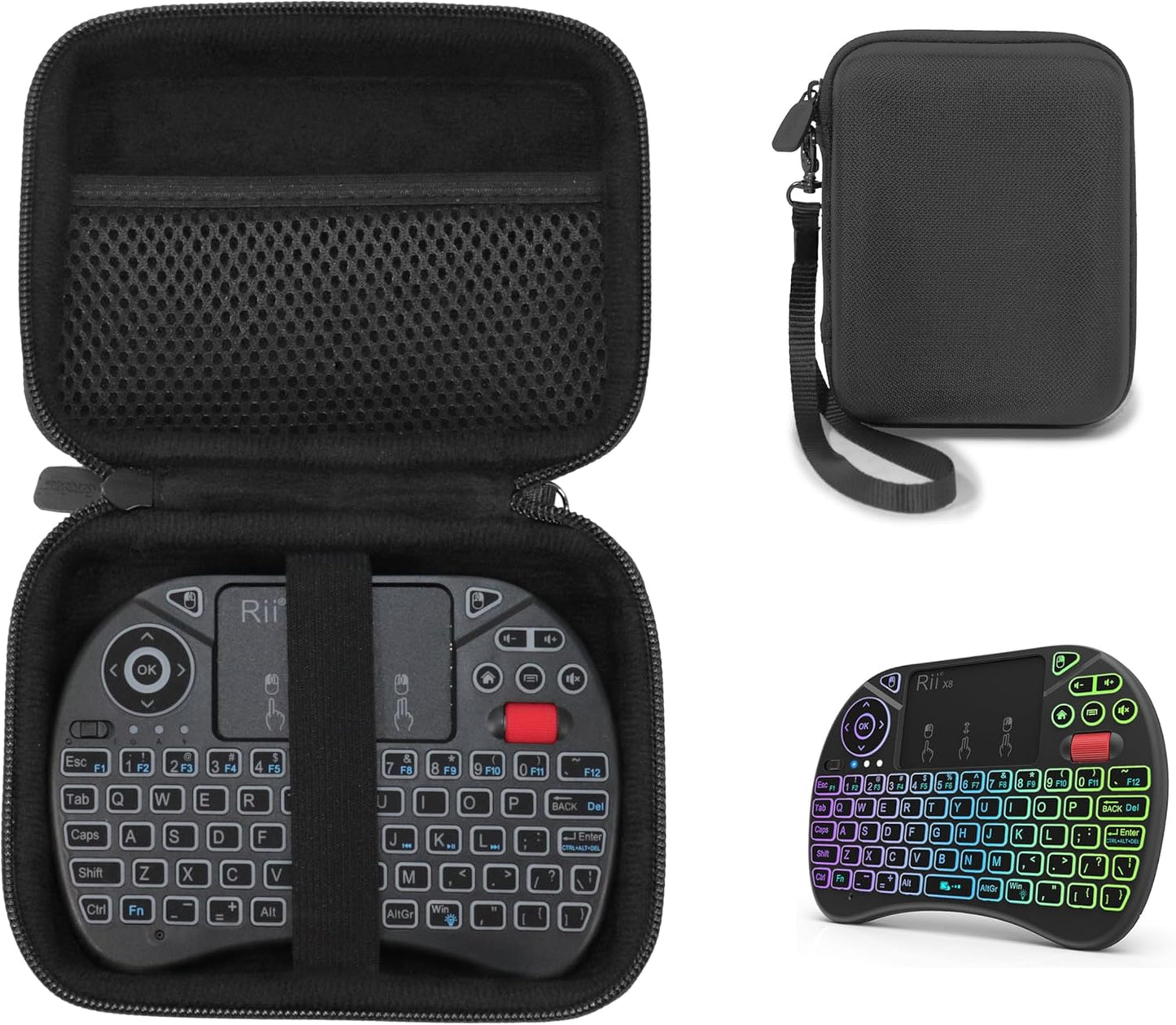 CaseSack X8 2.4GHz Case for Rii Mini Keyboard, Portable Wireless Keyboard with Touchpad Mouse (Black)