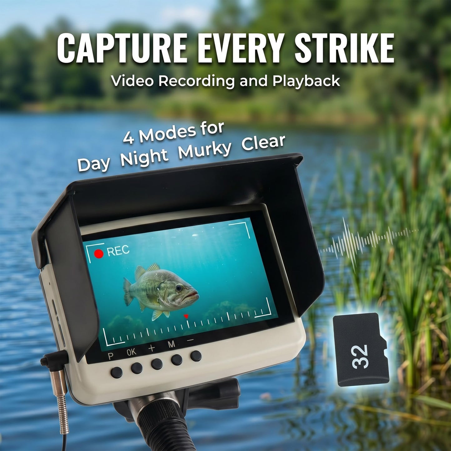 Takkicept Underwater Fishing Camera & Fish Finder: 5.5 Inch 1080P OLED Screen DVR 32GB Storage with 220° Adjustable Lens 82ft Cable IP68 Waterproof - Outdoor Fishing Ice & Lake Anglers