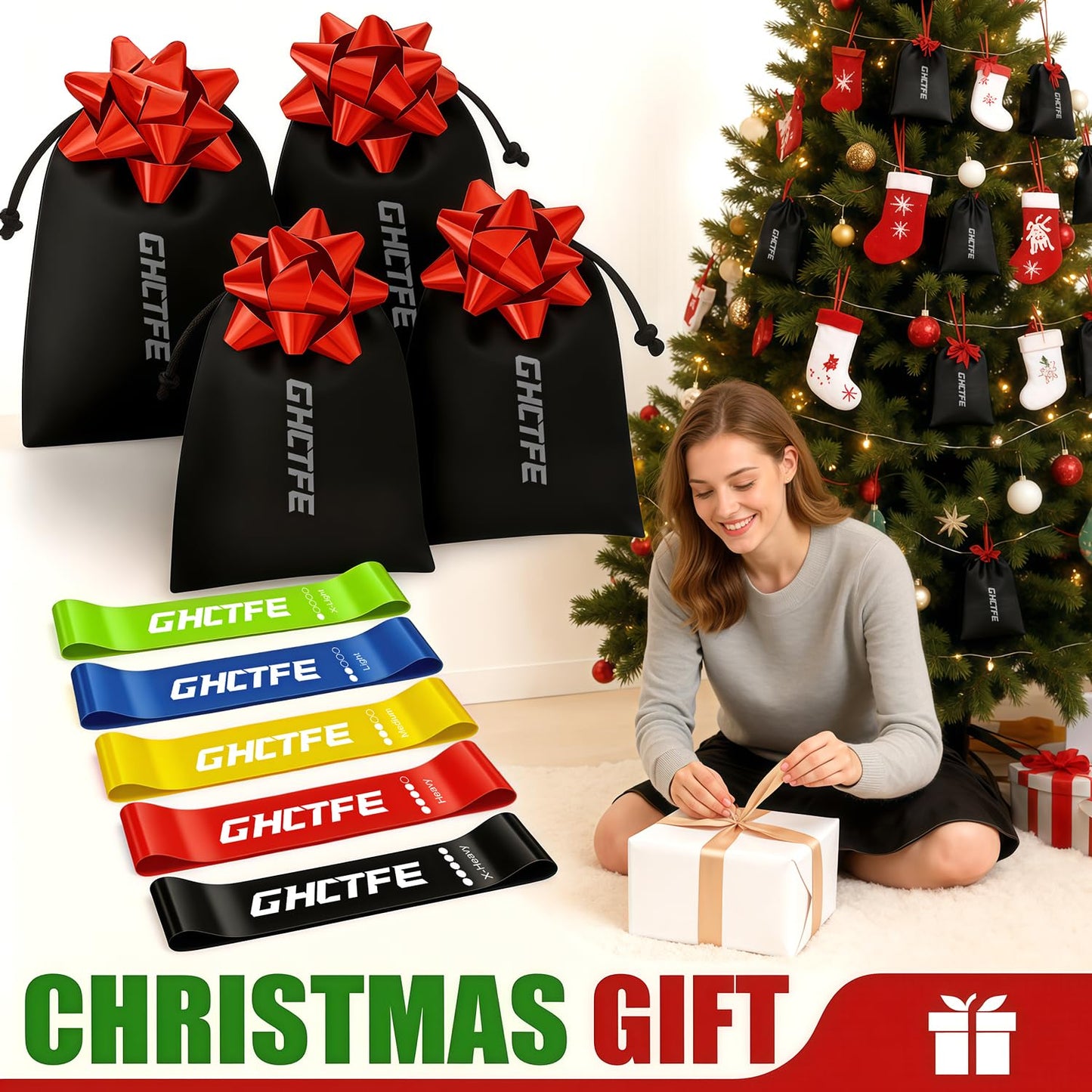 GHCTFE 20 Pcs Resistance Bands, Exercise Bands Bulk Set for Trainers & Physiotherapist, Mini Loop bands for Physical Therapy, Pilates, Yoga, Group Bootcamp Workout, Home Gym Exercise for Women and Men