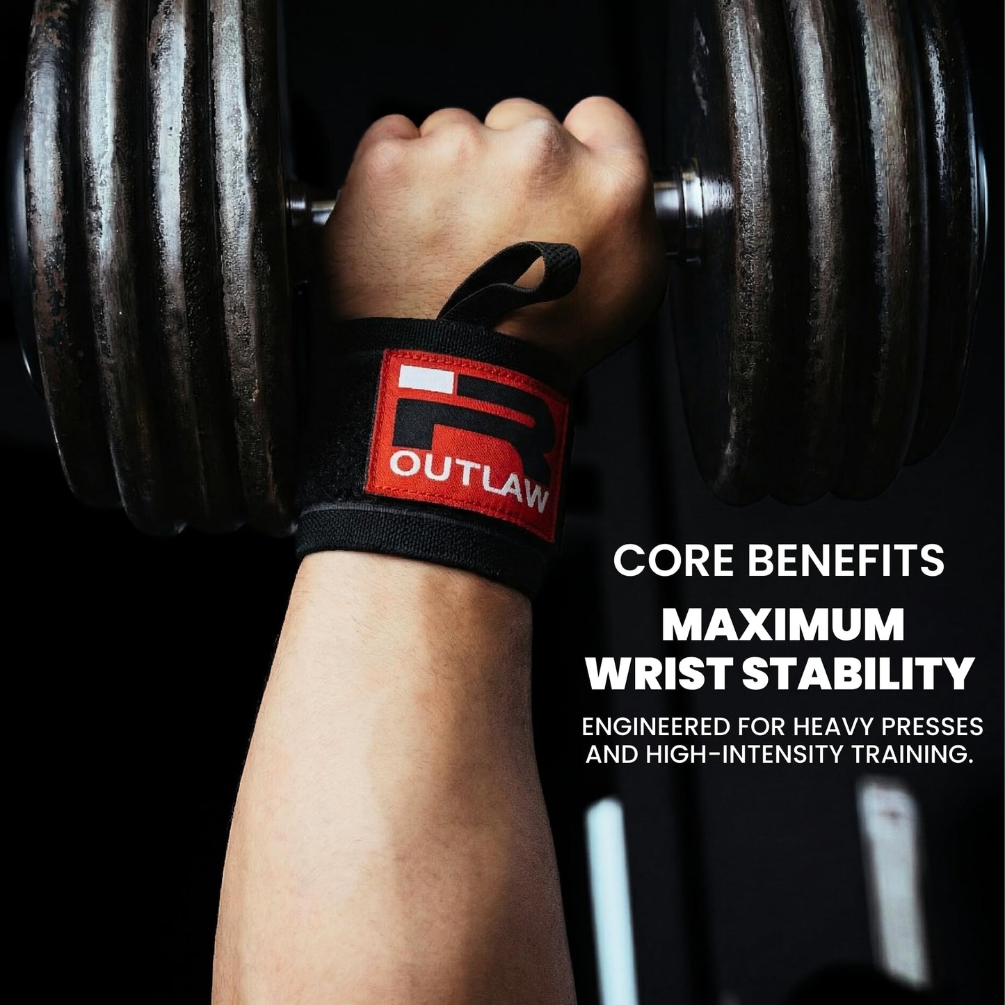 Iron Rebel Outlaw Wrist Wraps (Pair) - Stiff Heavy Duty Wrist Support for Weightlifting, Powerlifting & Bodybuilding - Professional Gym Wrist Brace for Men & Women - Bench Press & Strength Training