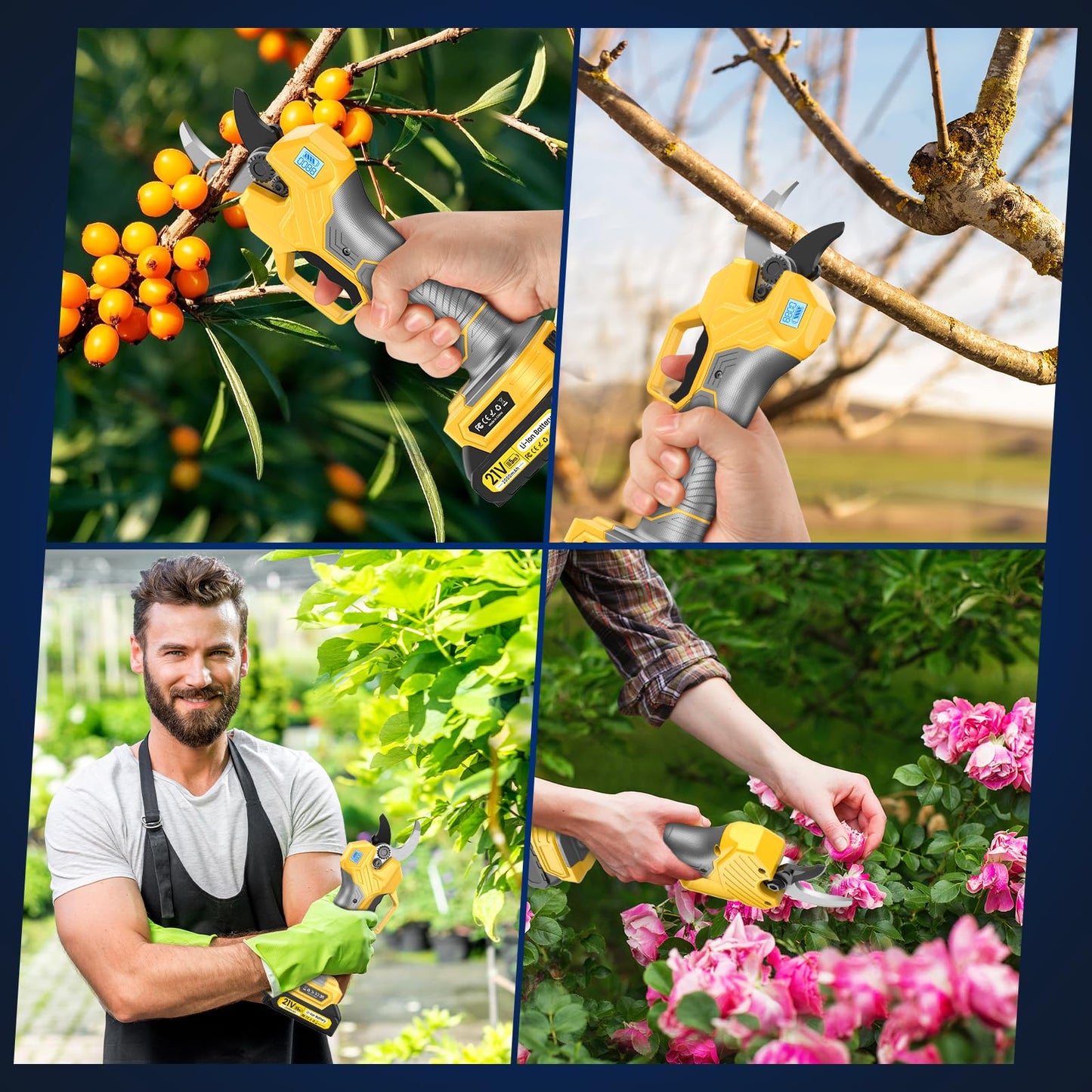 Electric Pruning Shears , Loppers 1000W Brushless Motor Cutting 2.6 inch Diameter Professional Gardening Electric Shears,Heavy Duty Branch Pruner,2*2000mAh Battery,Sk7 Blades,Perfect for Tree Trimming