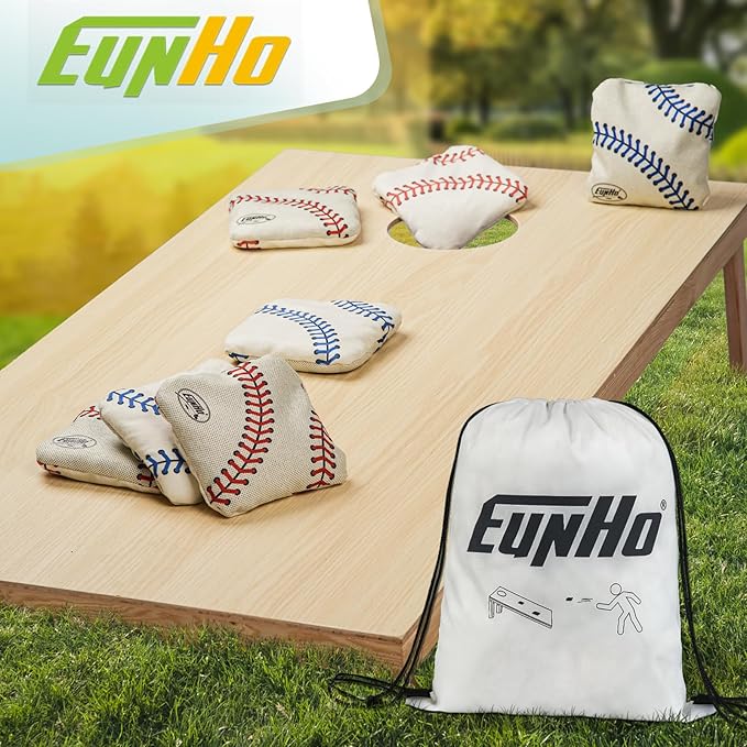 EunHo Dual Sided Cornhole Bags Regulation Set of 8 Professional Cornhole Bean Bags Slick and Stick for Tossing Game-All Weather
